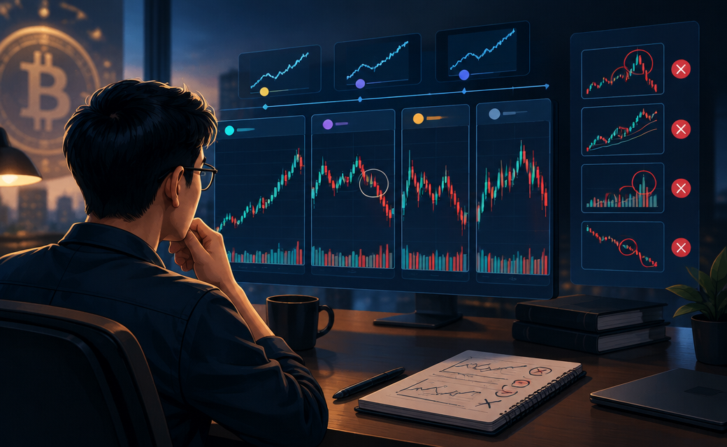 Minh họa Lỗi thường gặp khi phân tích kỹ thuật crypto đa khung
